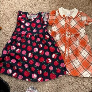 Girls Navy Apple Print Dress - Unbranded